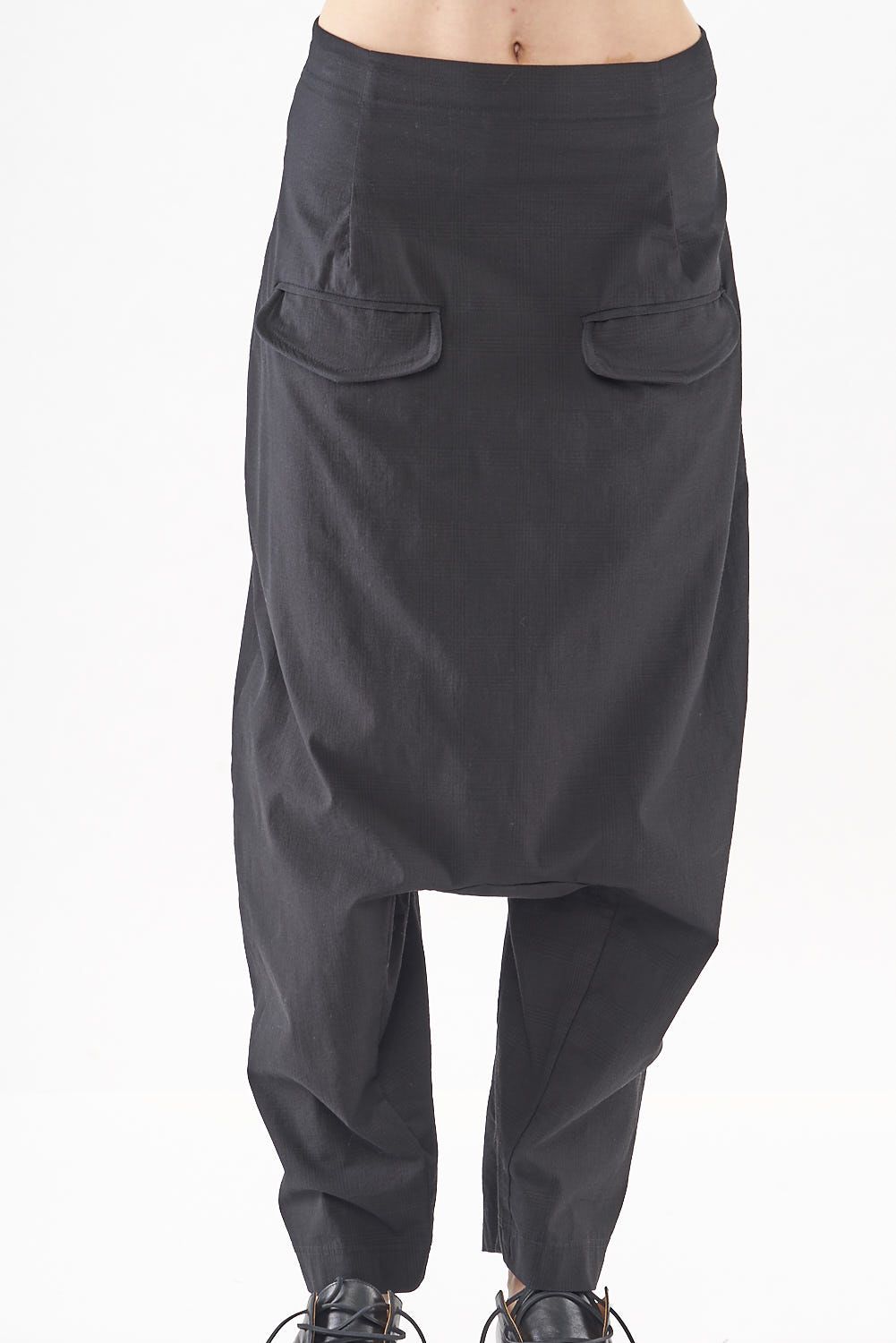 handbemalte woll-stretch-hose mit tiefem schritt