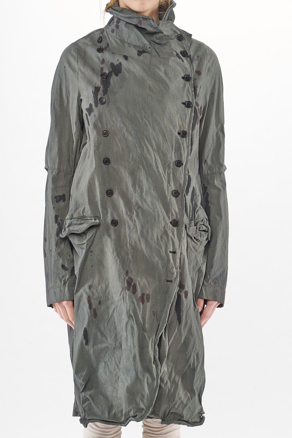 handbemalter woll-stretch-mantel mit leicht ausgestellter form