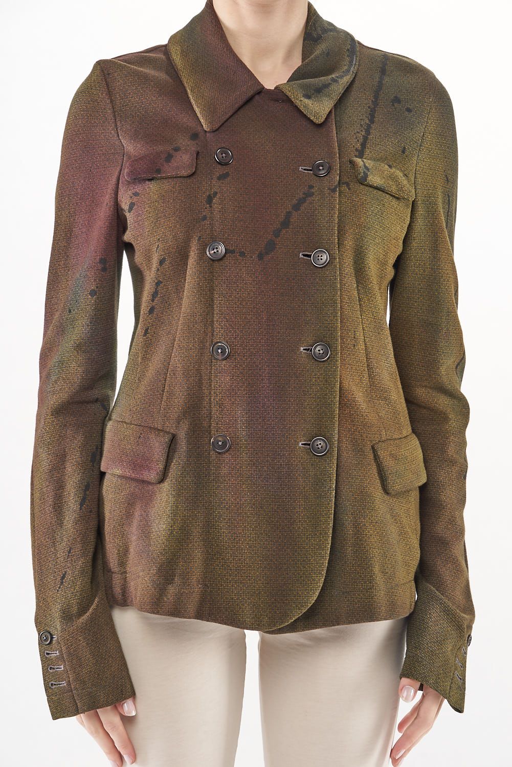 schmale punto di roma-jacke mit doppelreihiger knopfleiste und stegkragen