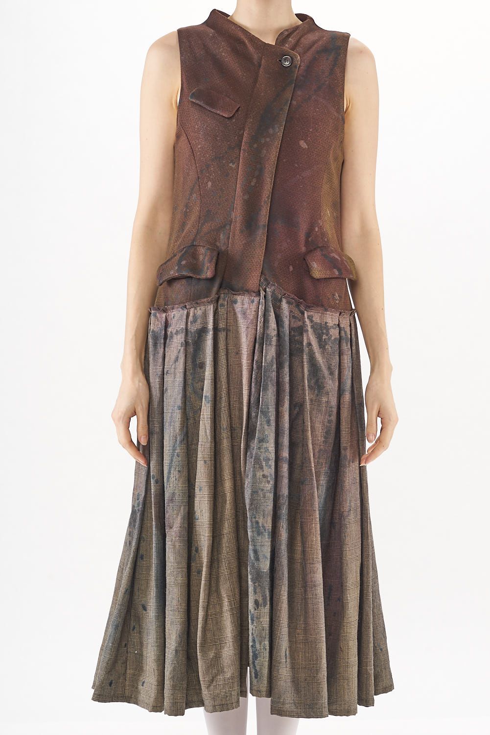 wadenlanges punto di roma-kleid mit materialmix und reißverschluss