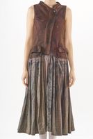 wadenlanges punto di roma-kleid mit materialmix und reißverschluss