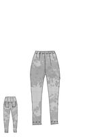 handbemalte und schmale woll-stretch-hose mit angeschittenem, elastischen bund