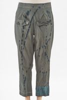 handbemalte und knöchellange woll-stretch-hose mit geradliniger form