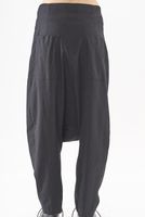 handbemalte woll-stretch-hose mit tiefem schritt