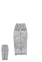 handbemalter und schmaler woll-stretch-rock mit angeschittenem, elastischen bund