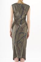 handbemaltes und schmales woll-stretch-kleid ohne ärmel