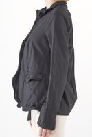 hüftlange woll-stretch-jacke mit ballonform und knöpfen