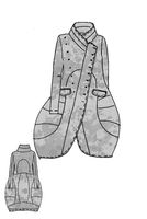 handbemalter woll-stretch-mantel mit asymmetrischer form