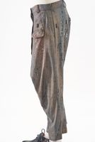 handbemalte karo-woll-hose mit leistentaschen und festem bund