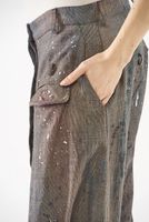 handbemalte karo-woll-hose mit leistentaschen und festem bund