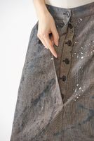 handbemalte karo-woll-hose mit leistentaschen und festem bund