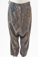 handbemalte karo-woll-hose mit leistentaschen und festem bund