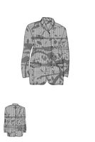 handbemalter und oversized karo-woll-mantel mit haken & schlingen