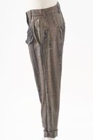 handbemalte karo-woll-hose mit leistentaschen und normalem schritt