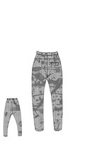 handbemalte karo-woll-hose mit leistentaschen und normalem schritt