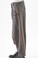 handbemalte und lässige karo-woll-hose mit festem bund und tiefem schritt