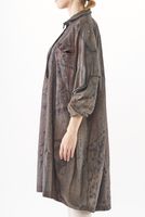 handbemaltes oversized karo-woll-kleid mit 3/4 arm