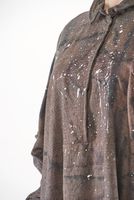 handbemaltes oversized karo-woll-kleid mit 3/4 arm