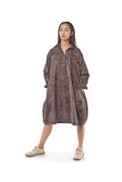 handbemaltes oversized karo-woll-kleid mit 3/4 arm