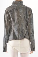 handbemalte und gefütterte karo-woll-jacke mit schmaler silhouette