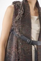 asymmetrische fransen-weste mit gürtel-applikation