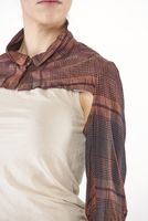 kurzer viskose karo-bolero mit hemdblusenkragen in uni