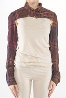 kurzer viskose karo-bolero mit hemdblusenkragen in uni