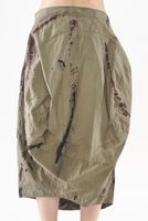 handbemalter und kniebedeckter woll-stretch-rock mit ballonform