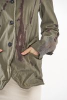 handbemalte und klassische woll-stretch-jacke mit klappentaschen