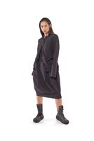 hüftlange woll-stretch-jacke mit ballonform und knöpfen