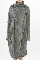 handbemalter woll-stretch-mantel mit asymmetrischer form