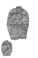 handbemalter karo-woll-mantel mit leichter ballonform und revers