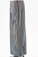 handbemalter und schmaler karo-woll-rock mit taillenbeleg