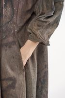 handbemaltes oversized karo-woll-kleid mit 3/4 arm