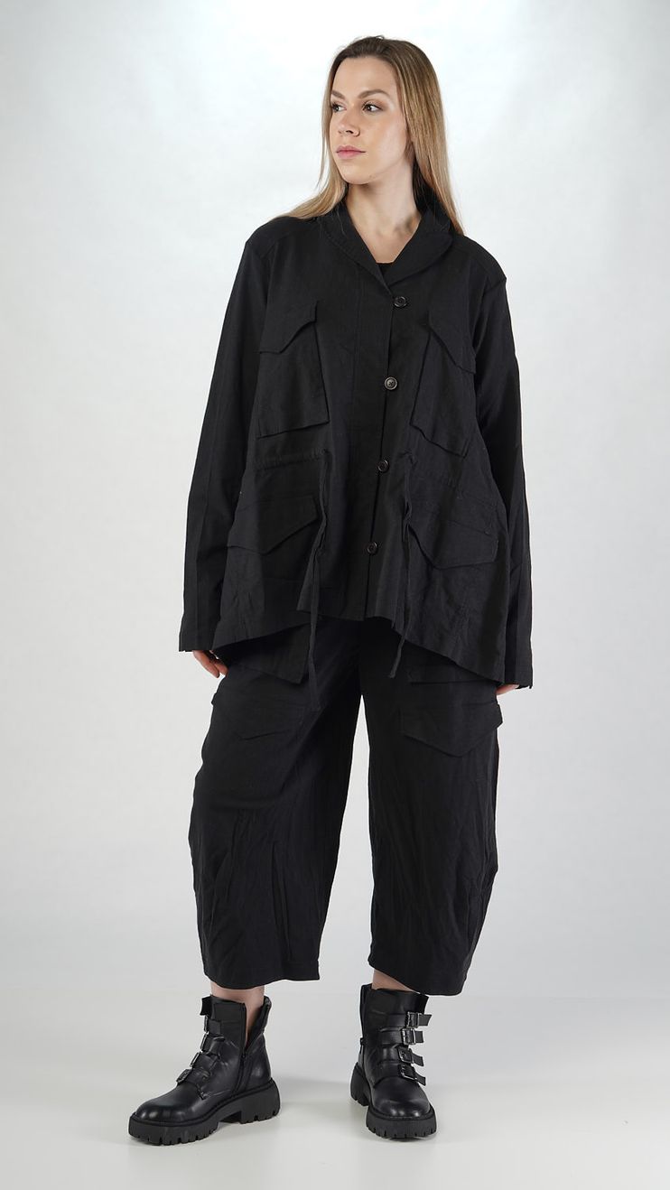 gerade weite baumwoll stretch jacke